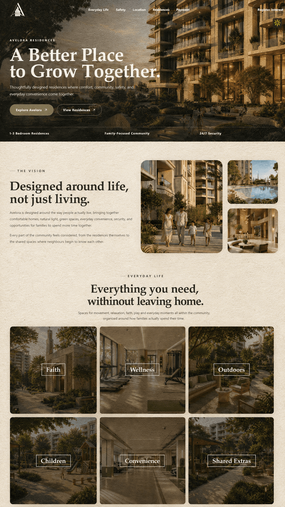 Avelora Residences real estate landing page