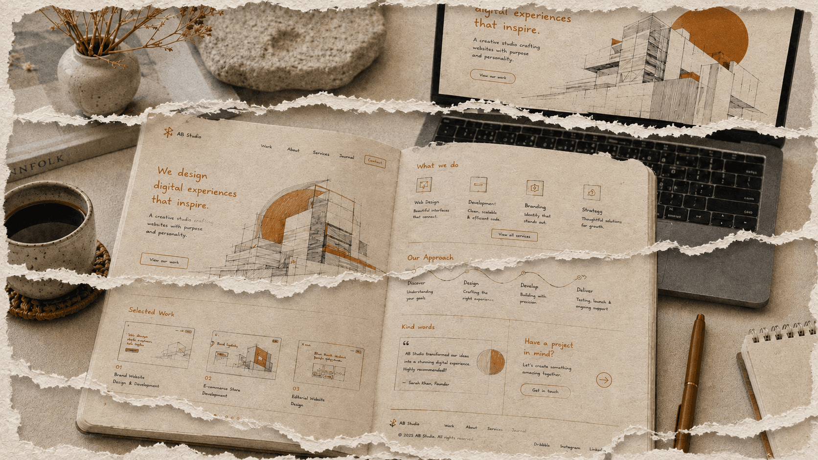 A custom web design planning scene.